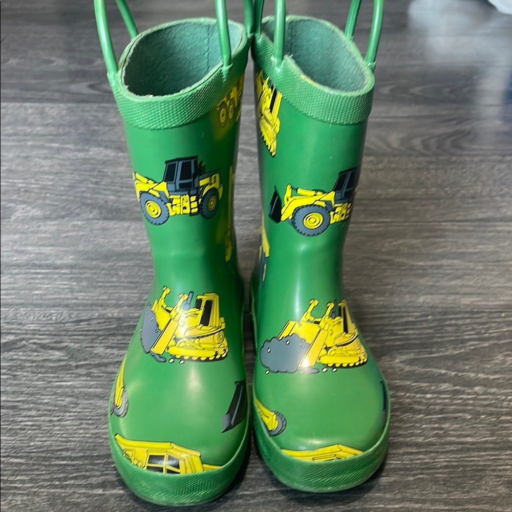 Kids Green Construction Rain Boots